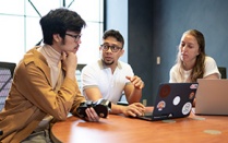 Students at Legworks as part of the Social Impact Fellows program in July 2019. The program prepares students to address societal issues using principles of entrepreneurship and sustainable social innovation. Students are in the following programs: MBA, Master of Social Work and a graduate-level research student from the College of Arts and Sciences. Photographer: Dylan Buyskes, Onion Studio. 