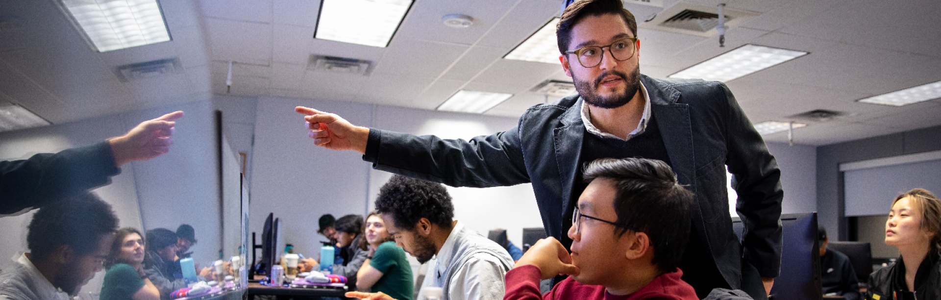 A professor with students. 