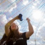 A UB student making connections between people and ideas with string. 