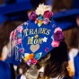 View of a student's cap during graduation. 