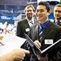 Students at the Career Design Center spring job and internship fair in Alumni Arena. 