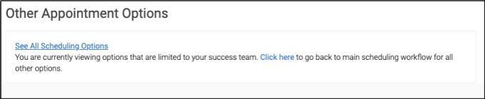 screenshot of other appointment options area of page. 