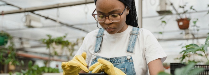 girl planting. 