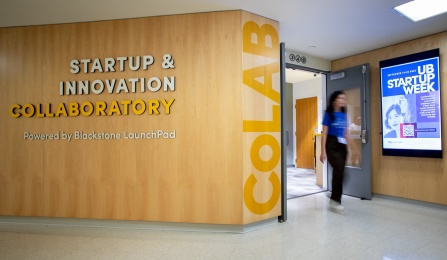 Exterior photo of the Startup & Innovation Collaboratory. 