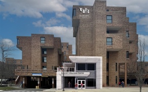 Digital rendering of the new "front door" of Ellicott Complex on UB's north campus. 