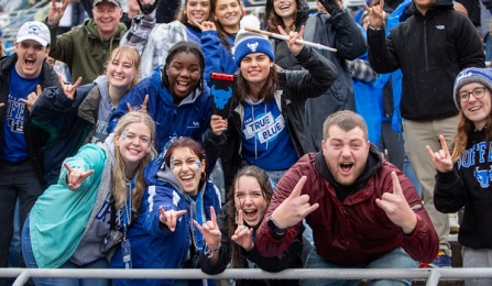 students cheering. 