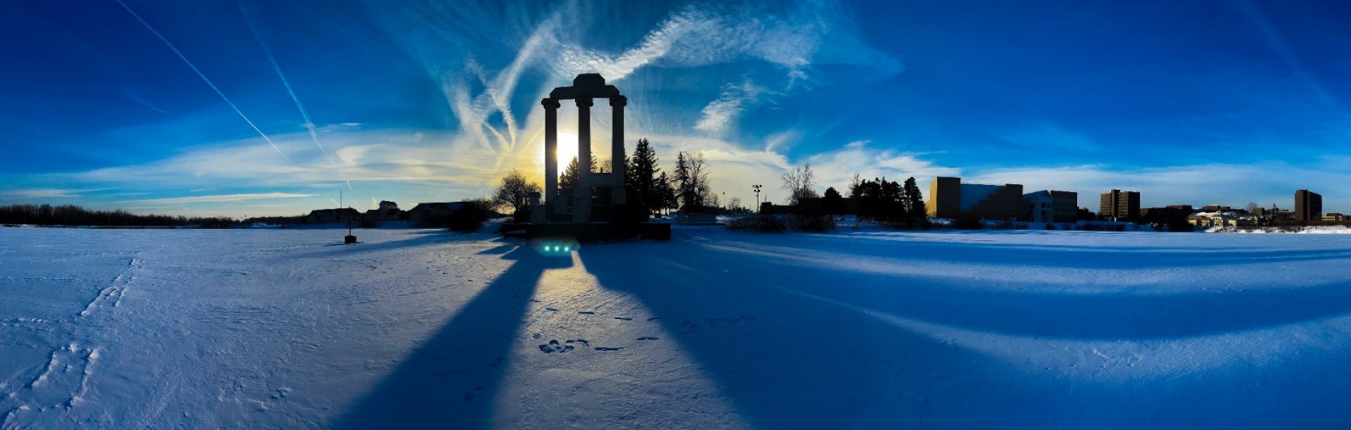 The sunrise behind Baird Point, photographed in February 2022. Photographer: Douglas Levere. 